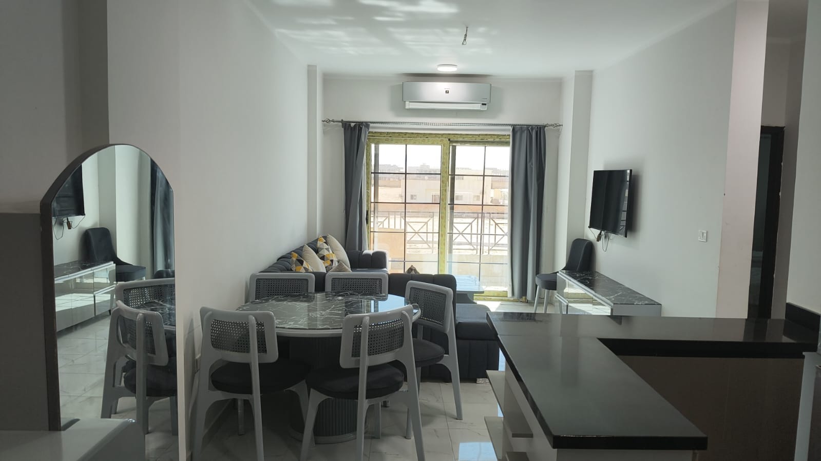 Apartment C107 living and dining area